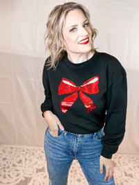 Merry & Bright Sequin Bow Sweatshirt