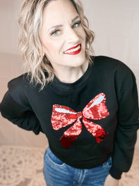 Merry & Bright Sequin Bow Sweatshirt