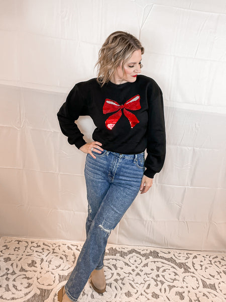 Merry & Bright Sequin Bow Sweatshirt