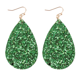 Green Sequin Teardrop Earrings