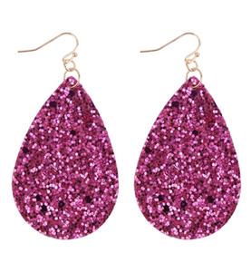 Magenta Sequin Teardrop Earrings