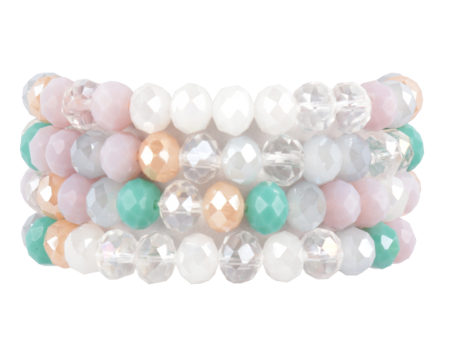 Light Mint Rondelle Beads Stretch Bracelet Set