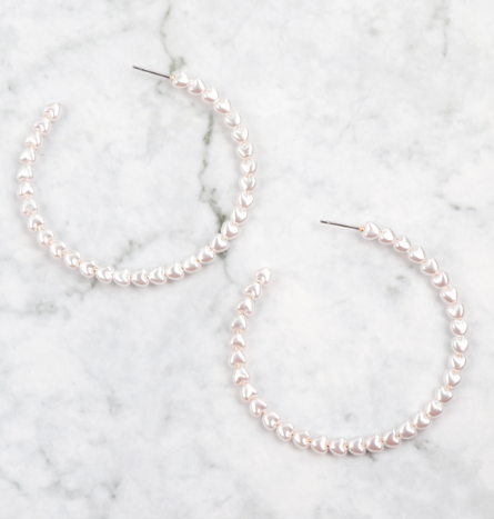 Heart Pearl Hoop Earrings