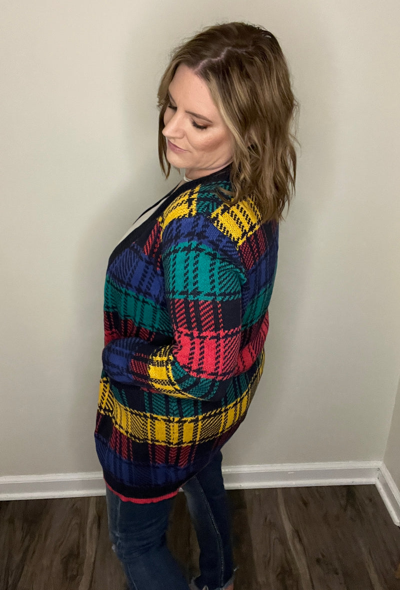 A Pop of Color Pattern Long Cardigan *