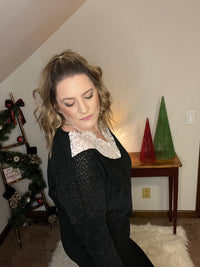 O Holy Night Lace Neck Chenille Sweater