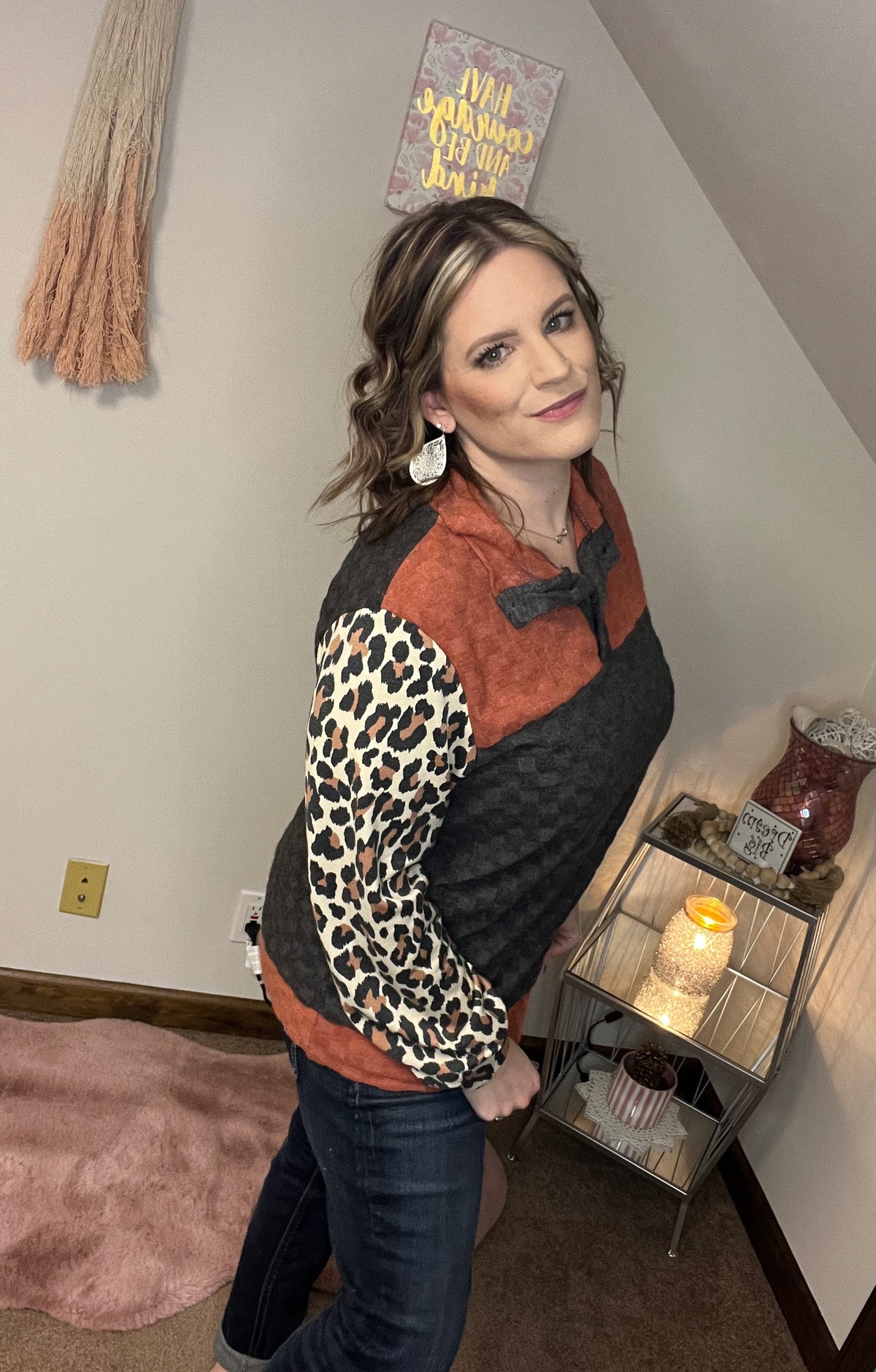One Day At A Time Brick Color Block Top *