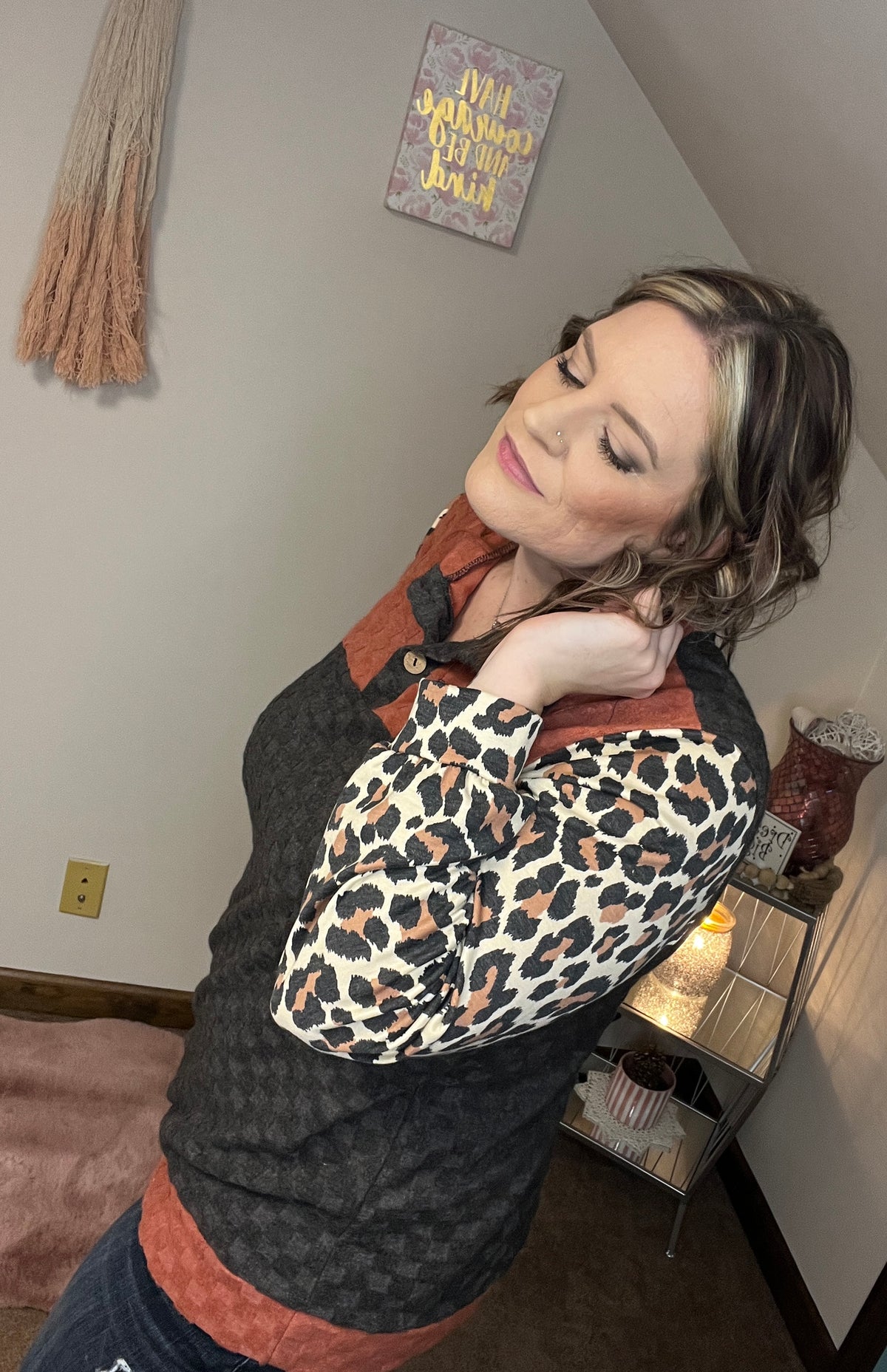 One Day At A Time Brick Color Block Top *