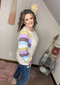 Don't Let Me Down Striped Sleeve Top *