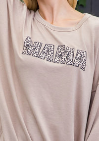 "MAMA" Leopard Print Sweatshirt- Taupe *
