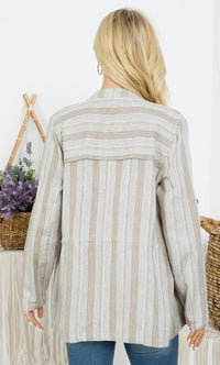 Peace On Earth Striped Linen Jacket *